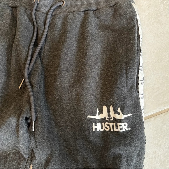 Hustler Hollywood Black Joggers with Logo Stripe Size L - Picture 2 of 7